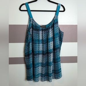 Lane Bryant Blue Patterned Sleeveless Blouse
